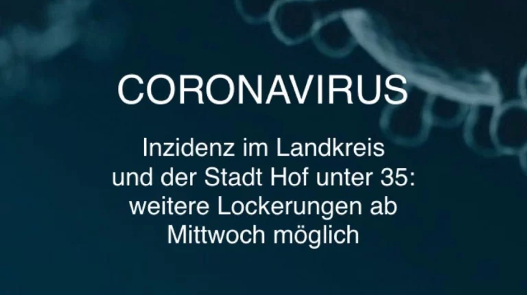 Inzidenz im Landkreis und der Stadt Hof unter 35 – weitere Lockerungen ab Mittwoch möglich