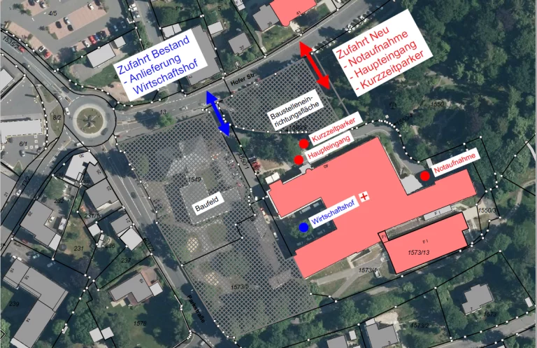Ab Montag: Neue Zufahrt zur Klinik Münchberg
