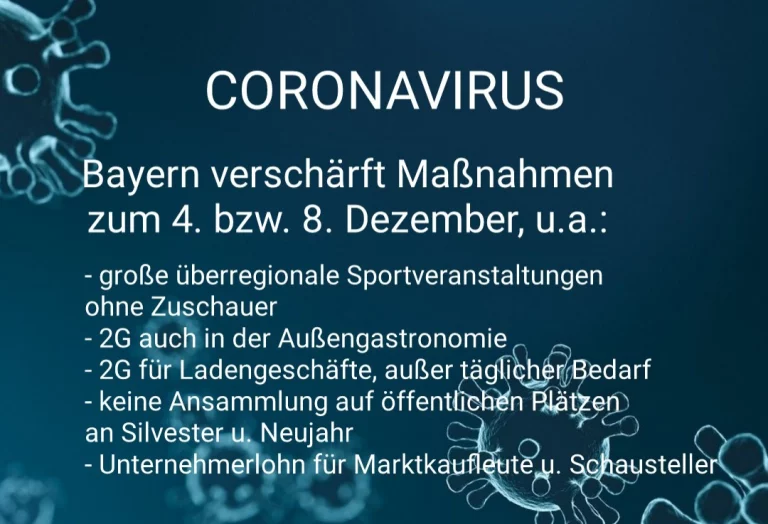 Änderung der 15. BayIfSMV zum 4. Dezember (teils zum 8. Dezember)