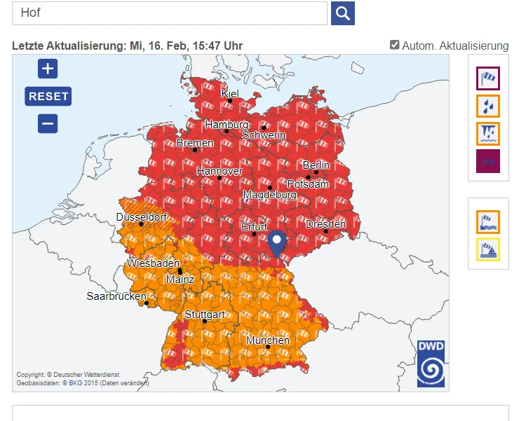 Orkanböen: Amtliche Unwetterwarnung für 16. und 17. Februar 2022