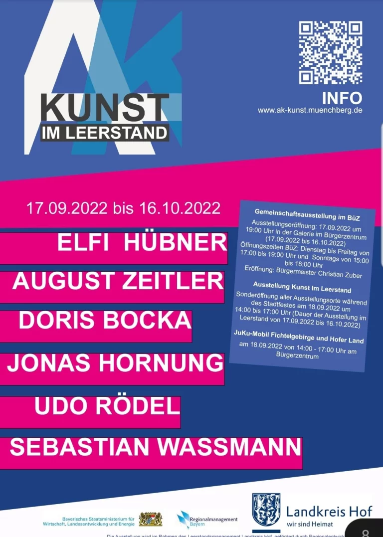 17.09. – 16.10.2022 Kunst im Leerstand in Münchberg